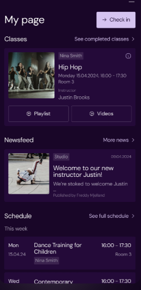 Tiny Studios app – class detail view
