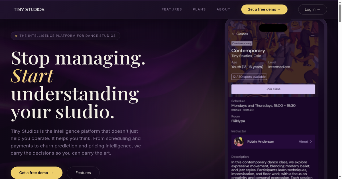 Dance Studio Management Software | Tiny Studios
